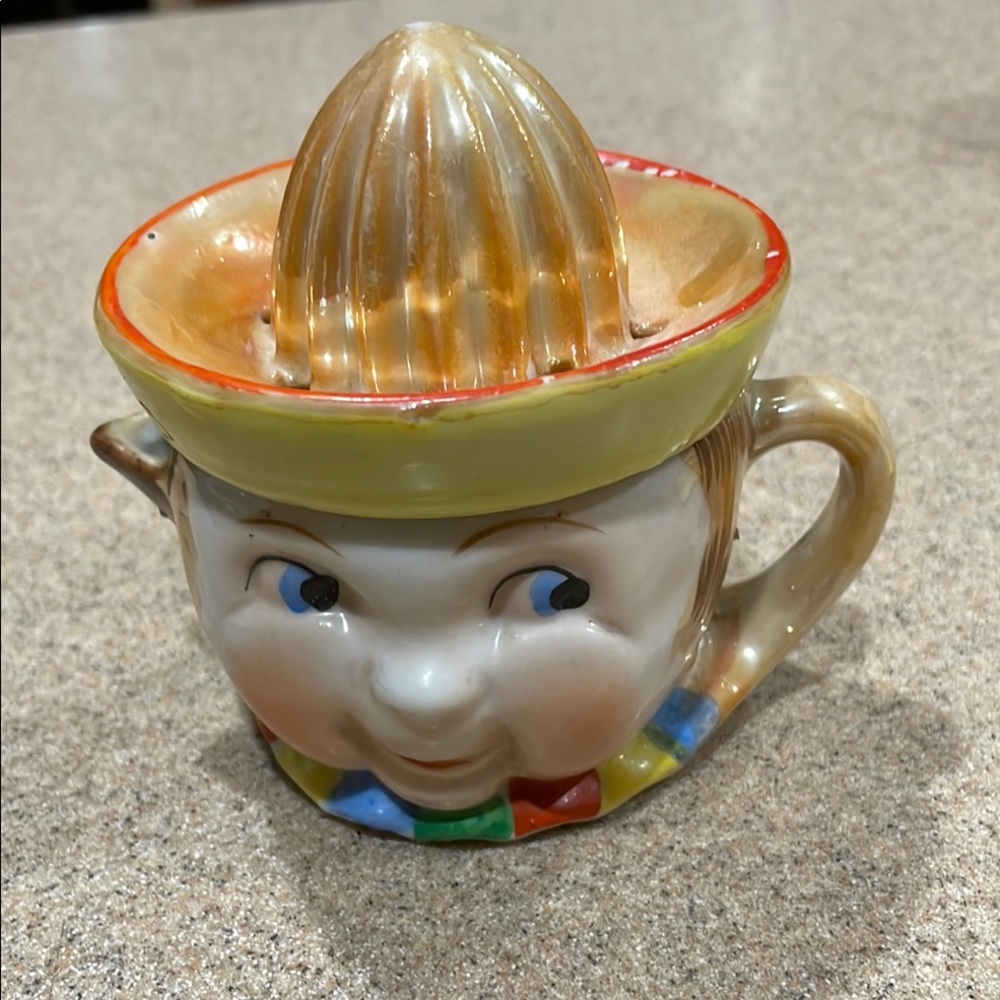 Vintage Ceramic Citrus Juicer with Colorful Accents